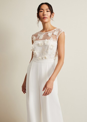 Phase Eight Cherie Bridal Floral Textured Dress White USA | 7261893-FR